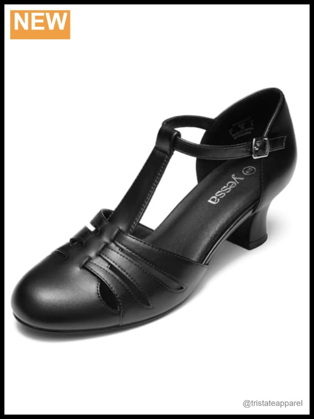 Vintage Leather T-Strap Dance Shoes 2" Heel Flapper Ballroom